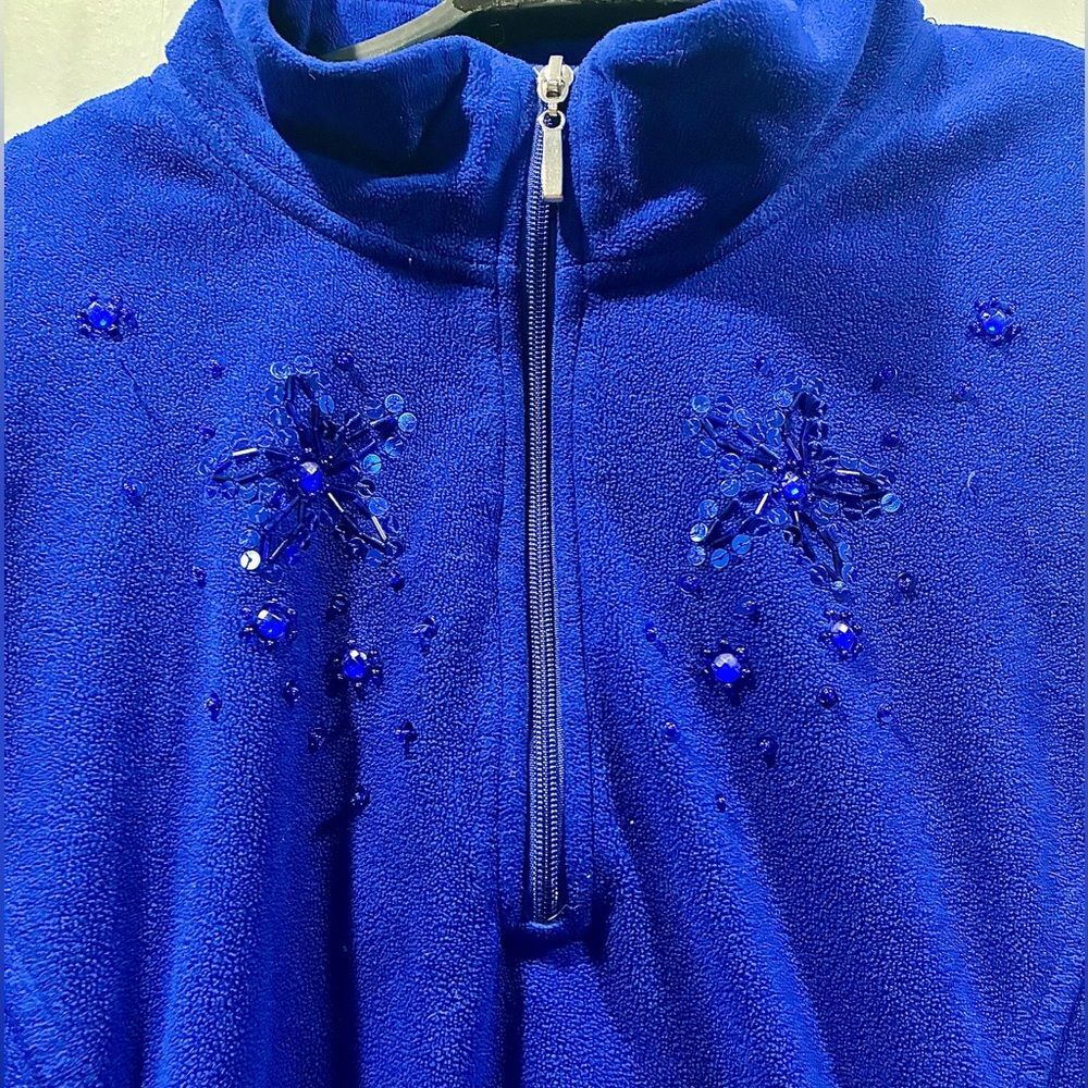 Just My Size Snowflake Fleece | Royal Blue Half Zip | 3X - Picture 2 of 6